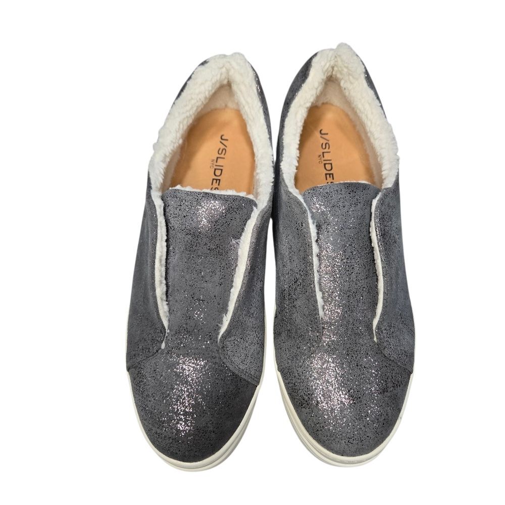 J/Slides Women's Nada Lifestyle Faux Fur Gray Slip-On Shoes NWOT